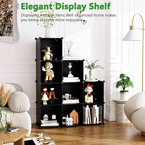 C&AHOME Cube Storage Organizer, 9-Cube Bookcase, Closet Cabinet Black - Image 5