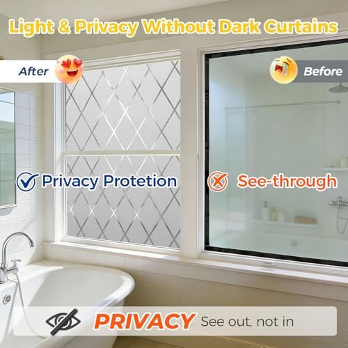 OHTMERU Window Privacy Film Decorative Non-Adhesive, Reusable, Anti-Glare - Image 3