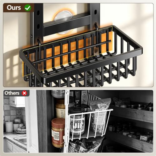 POKIPO 9 Tier Narrow Over The Door Pantry Organizer, 2 in 1 Wall Mount or Hanging Spice Rack with Adjustable Deep Basket, Heavy-Duty Seasoning Organizer and Storage for Kitchen Closet Bathroom - Image 6