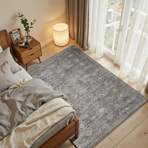 Rugxara 3x5 Rug for Entryway Bedroom Washable Area Rugs Carpet, Taupe/Grey - Image 2