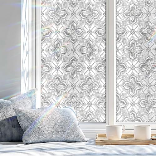 Stained Glass Window Privacy Film Static Cling - Rainbow Glass Decorative Sun Blocking Window Covering, Non-Adhesive Removable Stickers for Home & Office, 17.5" x 78.7" (Color 38) - Image 4