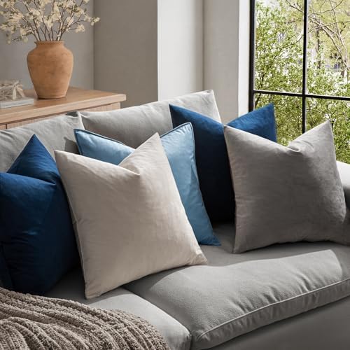 MIULEE Velvet Throw Pillow Covers 18x18 Inch Pack of 2 Dark Blue - Image 2