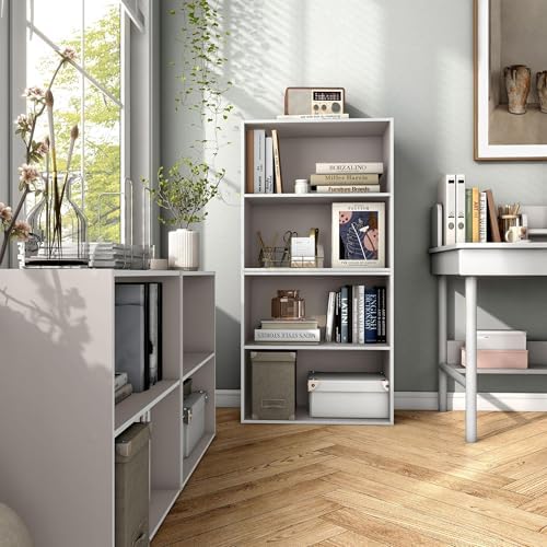 Homes: Inside + Out Apexa 2-Tier Cube Storage Organizer Shelves, Stackable Wood Bookcase Fits Cubby Bins for Organization, Dorm Teen Room Decor & Home Office, Taupe Grey - Image 6
