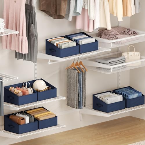 DIMJ Closet Storage Bins 12 Pack - Fabric Storage Baskets for Shelves, Collapsible Clothes Organizer with Handles, Trapezoid Shelf Organization Storage Cubes for Purse, Toys, Books, Towel, Clothes - Image 3