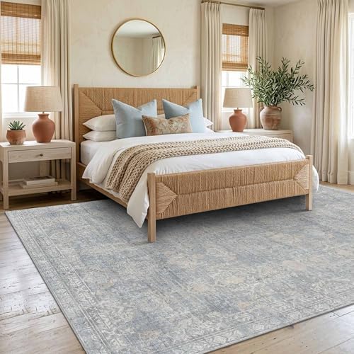 Rugxara 6x9 Area Rugs Washable Rug for Living Room Bedroom, Blue/Beige - Image 2