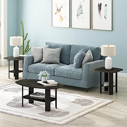 Furinno SIMPLE DESIGN Side Table, 2-Tier Modern End Table with Soft Edges, Open Shelves Night Stand, Bedside Table, for Living Room, Bedroom, Espresso - Image 4