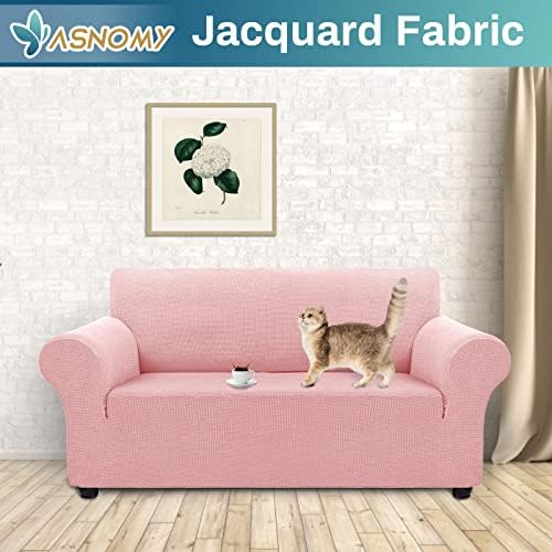 Asnomy Stretch Couch Covers Washable,loveseat Cover Slipcovers,Pink - Image 2
