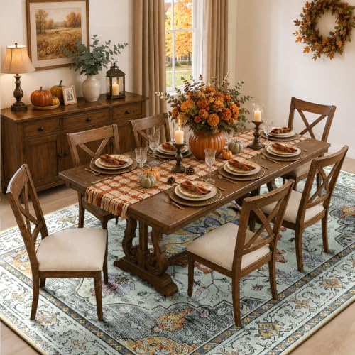 RELEANY Washable Area Rug, Large 9'x12', Beige/Carbon Grey/Orange - Image 2