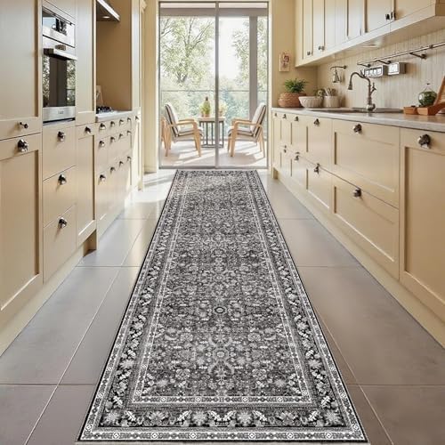OPPODREAM Vintage Black Area Rugs 3x10, Washable Rug for Living Room by OPPODREAM