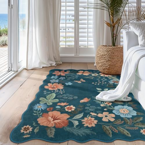 Lahome Floral Washable Rugs for Bedroom, 4X6 Area Rug Soft Living Room Rug - Image 3