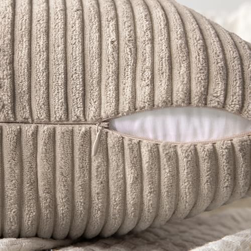 MIULEE Taupe Decorative Throw Pillow Covers for Couch 16x16 Inch - Image 3