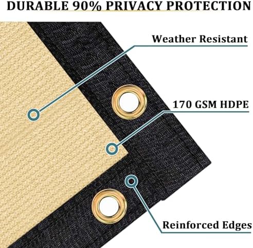 Shade&Beyond 5'x35' Sand Privacy Screen Fence Cover 170 GSM Fencing Mesh Fence Panel for Wall Garden Yard Backyard Indoor Outdoor Home Decoration - Image 2