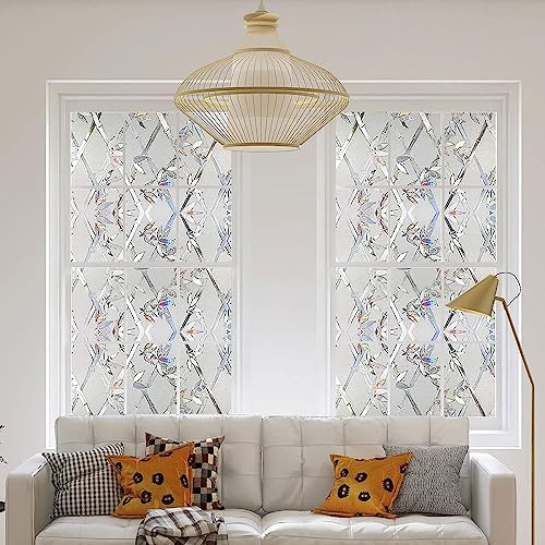 Window Privacy Film, 3D Stained Glass Film, Vinyl Decorative Window Decals, Static Cling Window Film Non-Adhesive Removable (23.6 x 157.4 inch) - Image 2