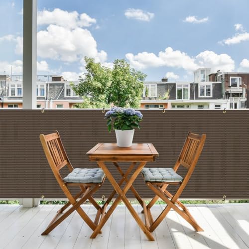 E&K Sunrise 3' x 14' Balcony Privacy Fence Screen Cover with Zip Ties Outdoor Screen Fence UV Protection for Deck Patio Backyard Apartment Pool Porch (Brown) - Image 6