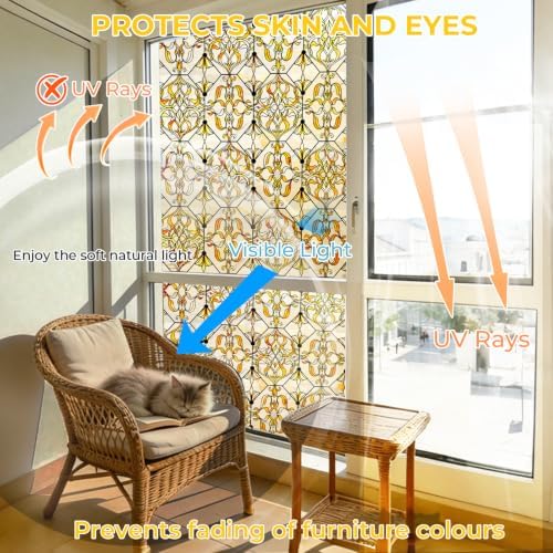 OHTMERU 3D Stained Glass Window Privacy Film Decorative Non-Adhesive - Image 3