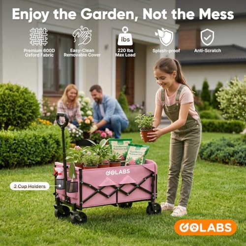 Golabs WA1 Collapsible Folding Wagon Cart, Max 220lb Load, Expands to 100L - Image 2