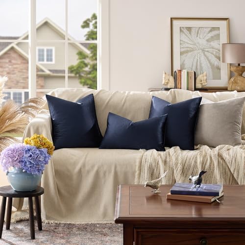 GIGIZAZA Navy Velvet Pillow Covers 18x18 Decorative Pillows Pack of 2 - Image 6