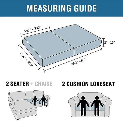 H.VERSAILTEX Super Stretch Individual Seat Cushion Covers Sofa Covers Couch Cushion Covers Slipcover Sets Thick Jacquard Textured Twill Fabric (2 Piece Medium Sofa Cushion Covers, Island Fossi) - Image 3