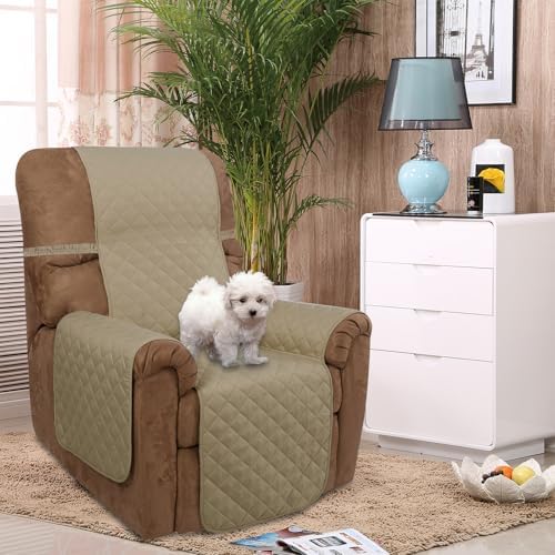 U-NICE HOME Reversible Recliner Chair Covers, Light Camel/Beige - Image 2