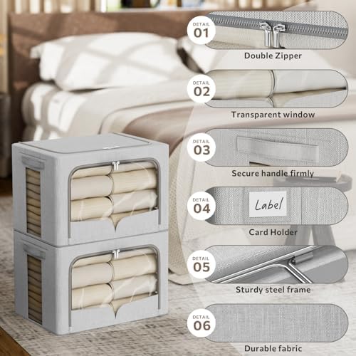 FHSQX 3 Pack Clothes Storage Bins with Metal Frame-36L - Image 3