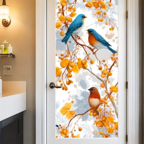 Birds Privacy Window Film, Decorative Window Privacy Film, Removable Static Cling Window Film for Kitchen Bathroom Renters 17.5 x 39.4 Inch - Image 3
