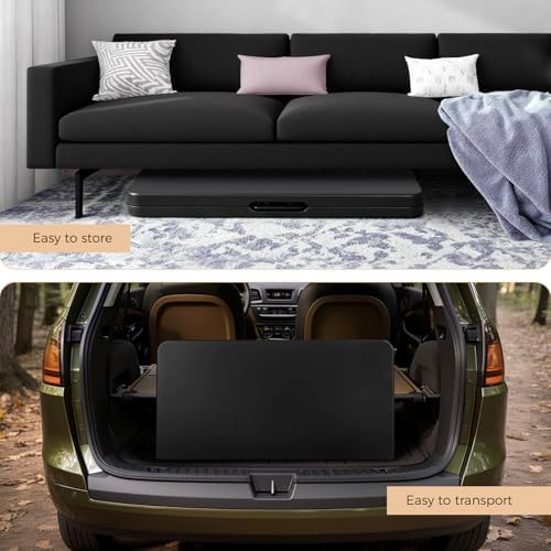 pollilar 34" Folding Card Table Square Portable with Detachable Legs Black - Image 7