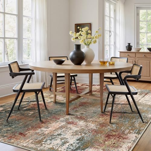 RELEANY Washable 5'x8' Abstract Area Rug for Living Room Rustic Brown - Image 3