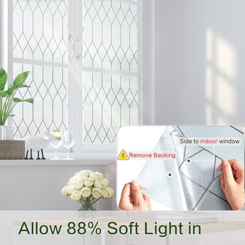 Windimiley Window Privacy Film, Moroccan Pattern Static Cling, 35.4"x118.1" - Image 3