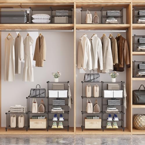 AWTATOS Closet Organizer 8 Cube Storage Shelves, Grey - Image 5