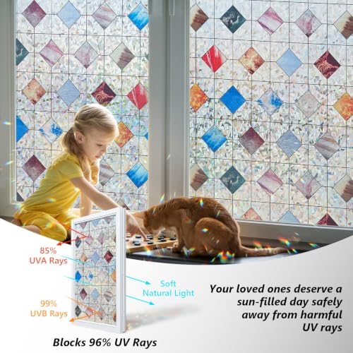 LEMON CLOUD Stained Glass Window Privacy Film Decorative, 35.4″ x 157.4″ - Image 3