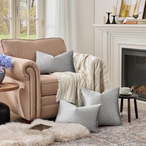 GIGIZAZA Dark Grey Velvet Throw Pillow Covers 12x20 Pack of 2 - Image 3