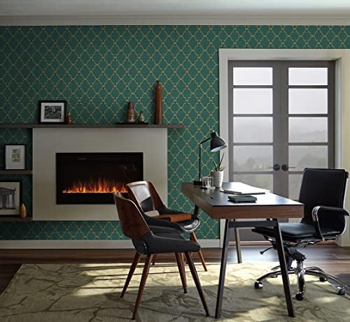 Timeet Modern Wallpaper Peel and Stick Geometric Gold and Green Contact Paper 17.7"x393.7" Removable Self Adhesive Wallpaper for Bedroom Living Room Wall Decor Vinyl - Image 5