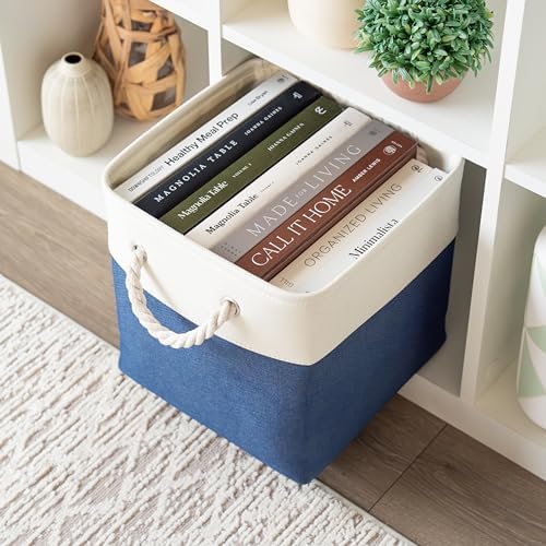 OrganiHaus 11x11 Cube Storage Bins, 4-Pack Fabric Cubes, Rope Handles - Image 4