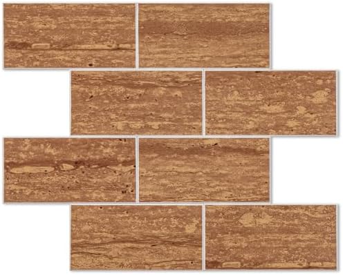 STICKGOO 10-Sheet Backsplash Peel and Stick Subway Tile(Thicker Design, Faux Red Travertine) by STICKGOO