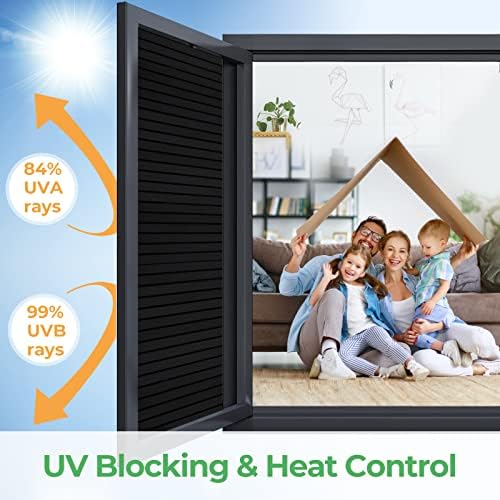 Privacy Film Heat Blocker Window Tint - Black Out Blinds No Adhesive Glass Film Static Cling Insulation Sticker Reflective Cling (118.1 x 23.6 Inch) - Image 4