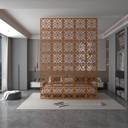 Wooden Teak Tone Hanging Room Divider Panels, Set of 12 - Image 3