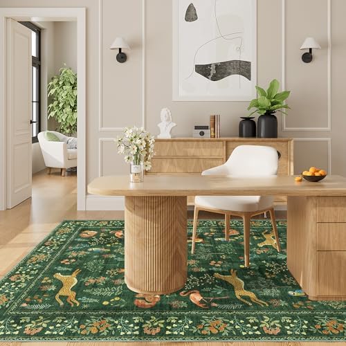 DUKINO 4x6 Area Rug, Non Slip Animal Washable Rug for Living Room, Green - Image 5