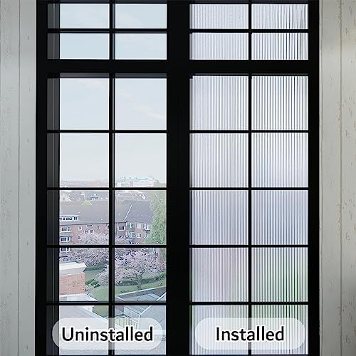 VELIMAX 1/2-Inch Reeded Glass Window Film, Frosted Reeds Window Film, Window Privacy Film, 3D Window Decals Non Adhesive for Bathroom Living Room Office, 17.7x78.7 inches - Image 3