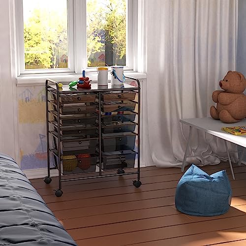 Simple Houseware 12 Drawers Rolling Utility Cart Organizer, Black - Image 6