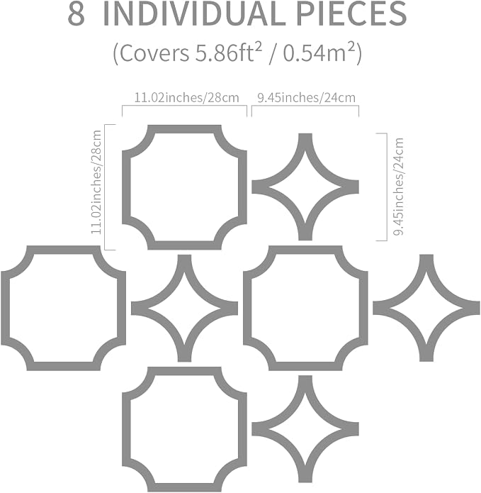 8PCS PVC Modular Decorative Fretwork Wall Panels for Living Room Lobby Bedroom, Star Lattice-Walnut Faux Walnut Wood Texture - Image 6