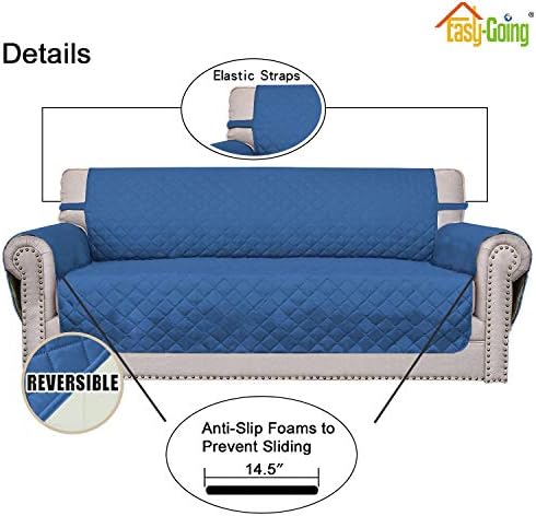Easy-Going Reversible Couch Cover, 3 Cushion Sofa, X-Large, Blue/Ivory - Image 3