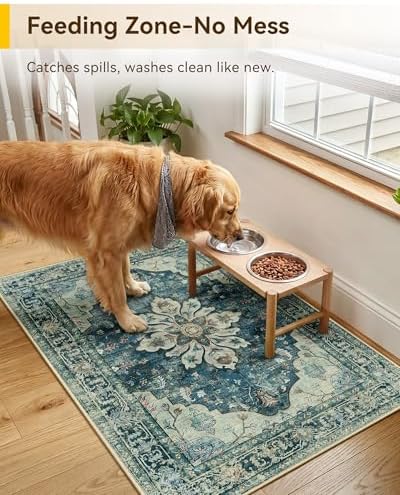 RELEANY Washable Area Rug, Small 2'x3', Teal - Image 3