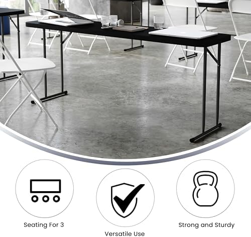 Flash Furniture 6 ft Plastic Folding Training Table, Black - Image 5