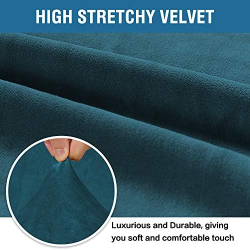 H.VERSAILTEX Stretch Velvet Sofa Covers for 3 Cushion Couch Covers Sofa Slipcovers Furniture Protector Soft with Non Slip Elastic Bottom, Crafted from Thick Comfy Rich Velour (Sofa 72'-90', Deep Teal) - Image 3