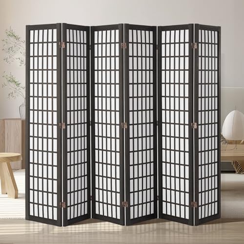 VEVOR Room Divider, 6 Panel Japanese Room Divider, Folding Privacy Screen Indoor, Portable Partition Dividers and Decoration Screens, for Room Separation, Home, Office, Restaurant & Bedroom (Black) by VEVOR