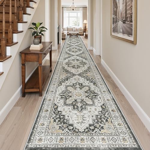Madane Hallway Runner Rug 3x20 Washable Kitchen Runners 20ft, Black - Image 3