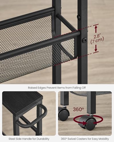 VASAGLE 4-Tier Slim Rolling Storage cart with Wheels, 5.1 Inches, Metal - Image 5
