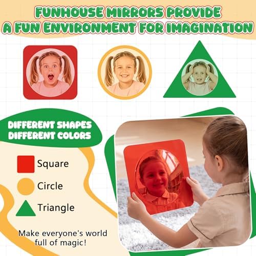 Junkin 3 Pcs Multi Shaped Sensory Bubble Wall Mirror Acrylic Bubble Mirror Toys, for Kids Classroom Home Quiet Corners Sensory Rooms, Providing Visual and Tactile Stimulation, 10 x 10 Inches - Image 5