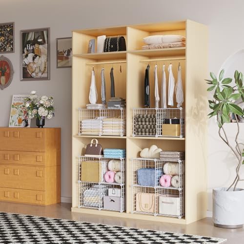 C&AHOME Wire Cube Storage,4-Cube Storage Organizer Metal, Wire Grids, White - Image 6