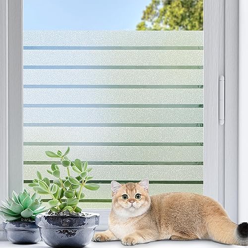 Coavas Frosted Striped Window Privacy Film for Bathroom Glass, 35.4"x393.7" by Coavas